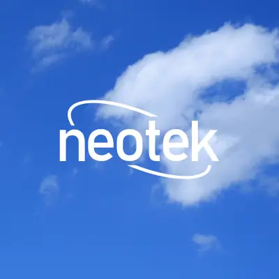 Clear blue sky with neotek global energy logo superimposed